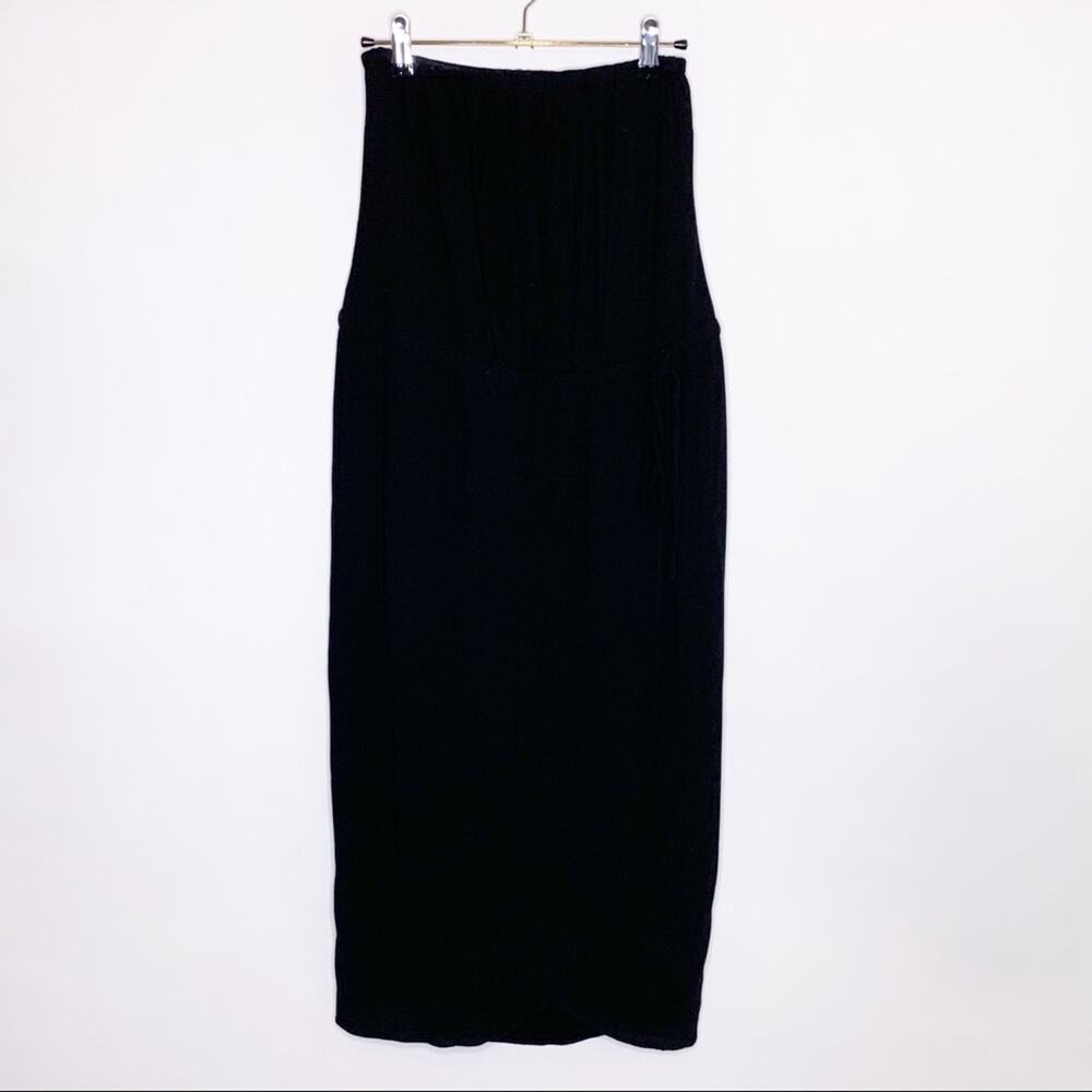 Ella Moss black strapless midi‎ faux wrap dress size Extra Small XS